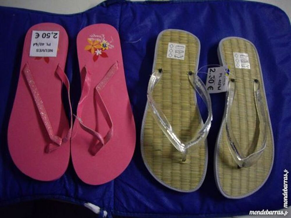 Tongs Gris et Rose pointure 40/41-neuves Chaussures