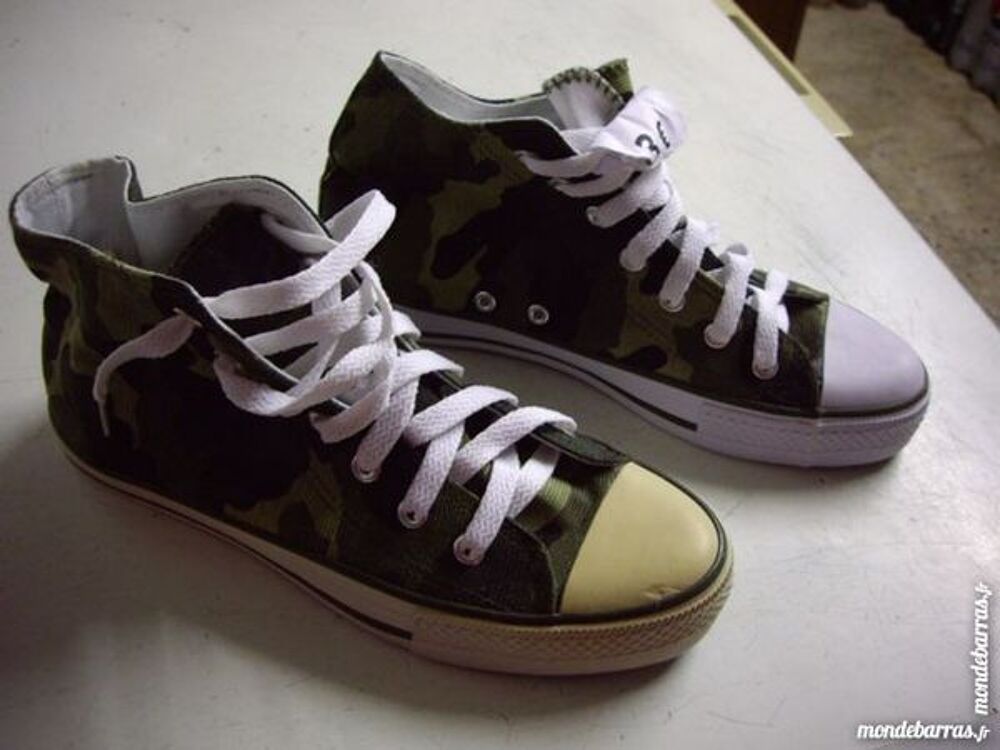 Basket insolite en toile kaki militaire pt 38 Chaussures