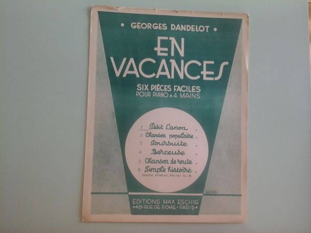 PETIT CANON DE DANDELOT POUR PIANO A 4 MAINS Instruments de musique