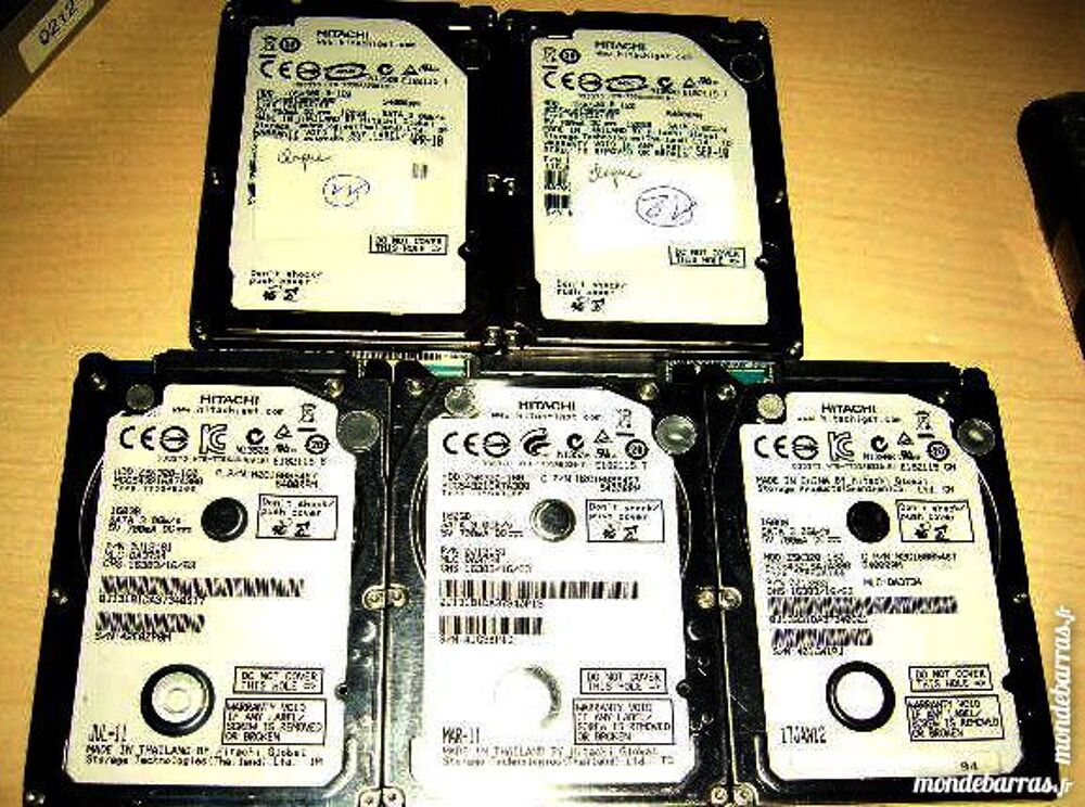 5 disques durs Hitachi SATA 120 et 160Gb &agrave; r&eacute;parer Matriel informatique