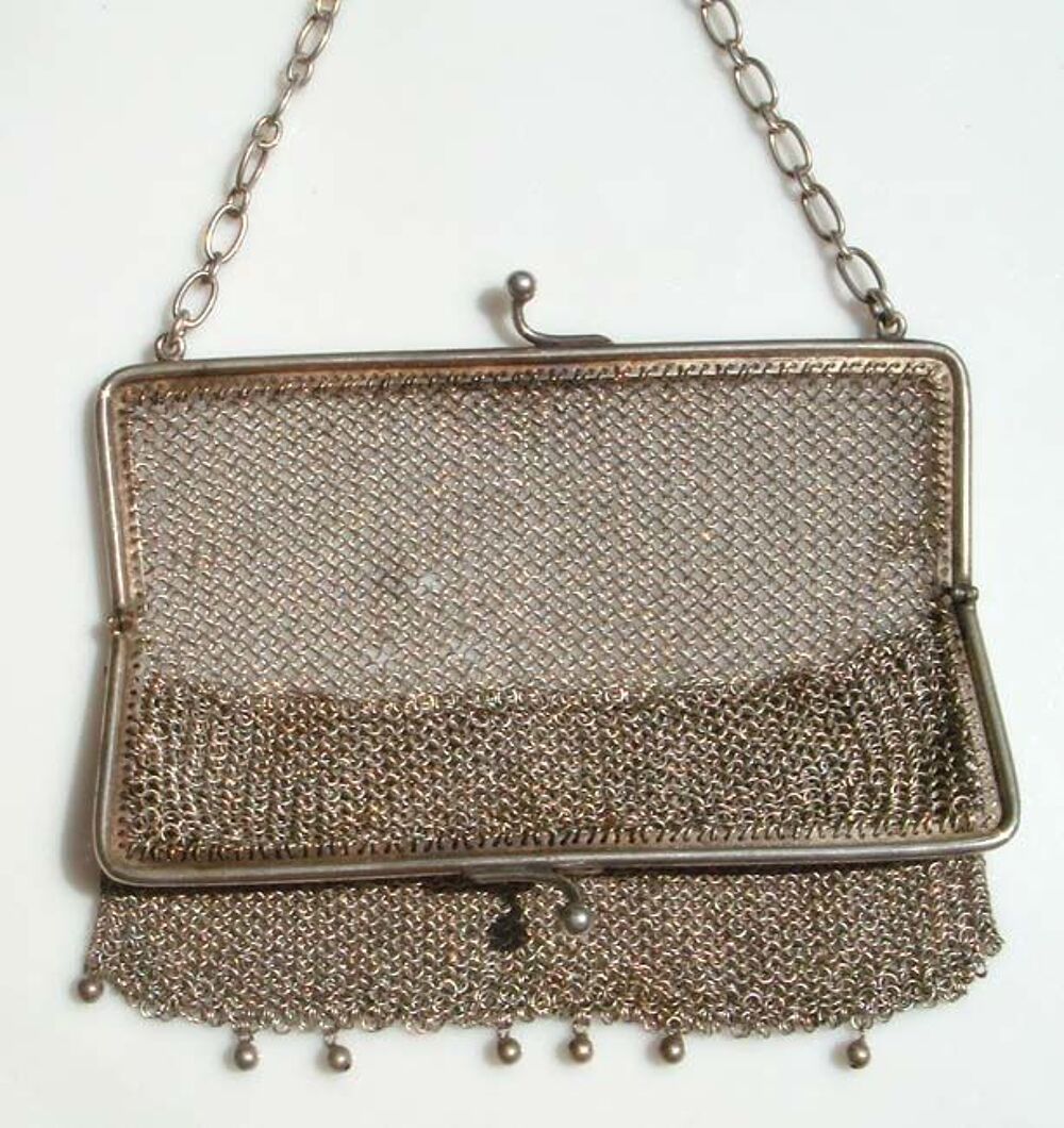 ANCIENNE BOURSE GRAND SAC EN ARGENT AUMONIERE Bijoux et montres