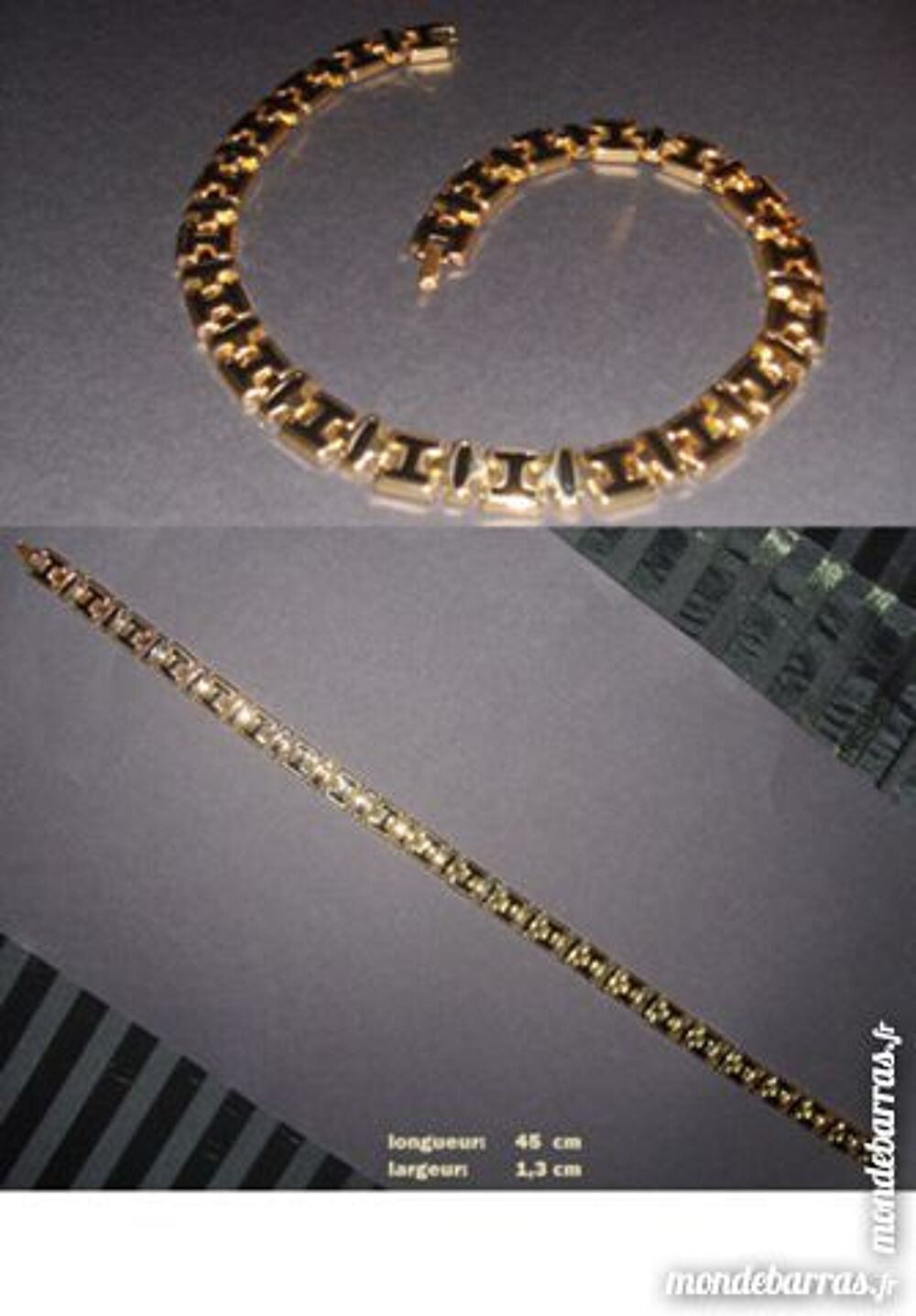 Beau collier plaqu&eacute; or &eacute;mail noir Bijoux et montres