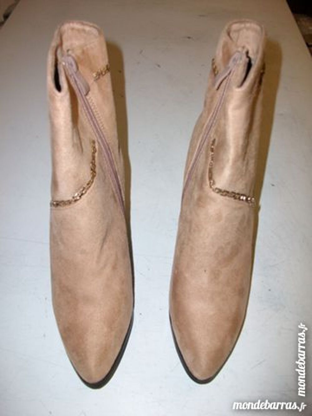 Bottines fourr&eacute;es Beige filamant dor&eacute; -12 cm-pt 39 Chaussures