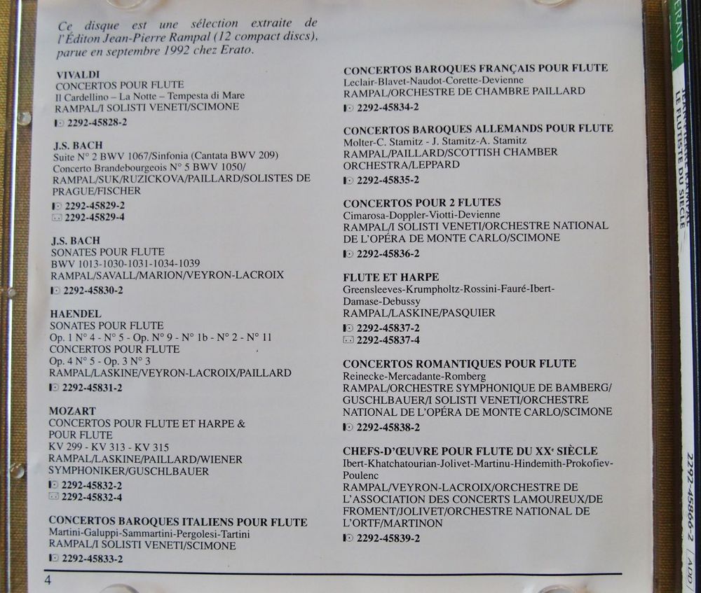 CD Jean-Pierre RAMPAL CD et vinyles