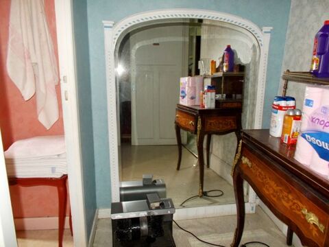 Grande glace miroir  blanc bleu  de chemine (ancienne) 450 Monflanquin (47)