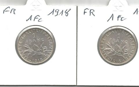 deux pices argent 1 franc 1918 22 Bergres-ls-Vertus (51)