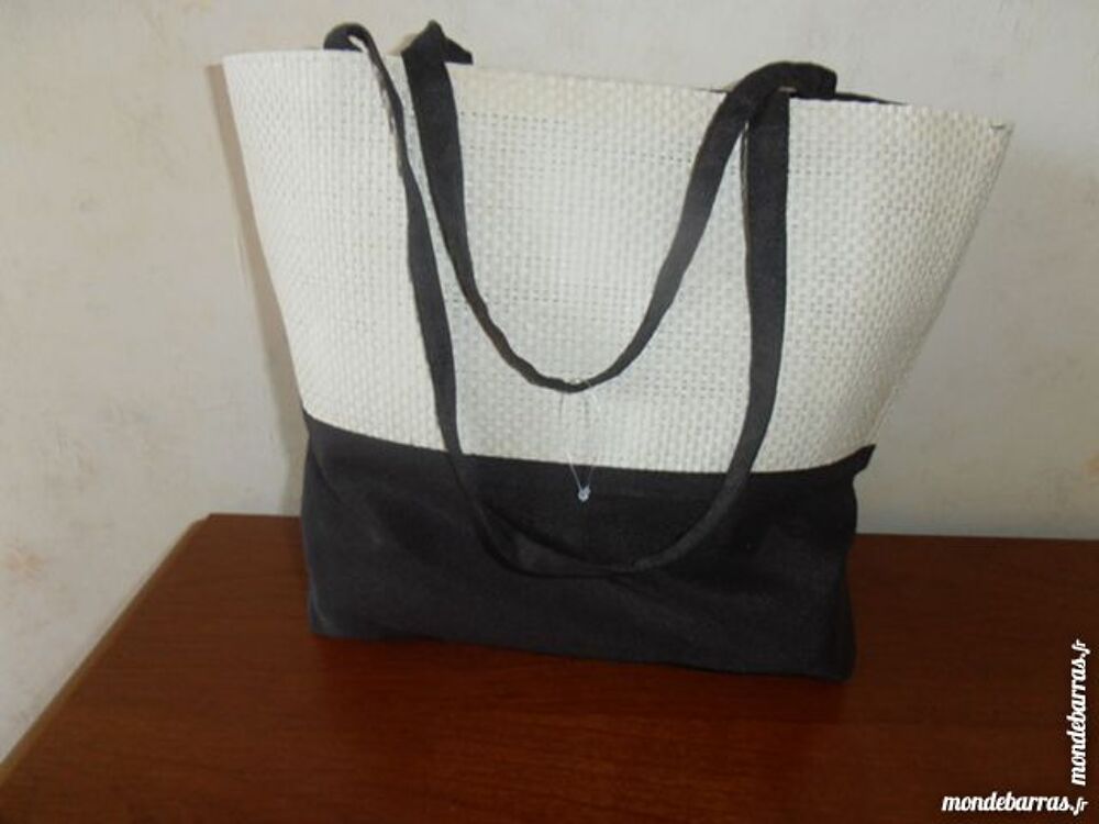 Sac paille et tissu Maroquinerie
