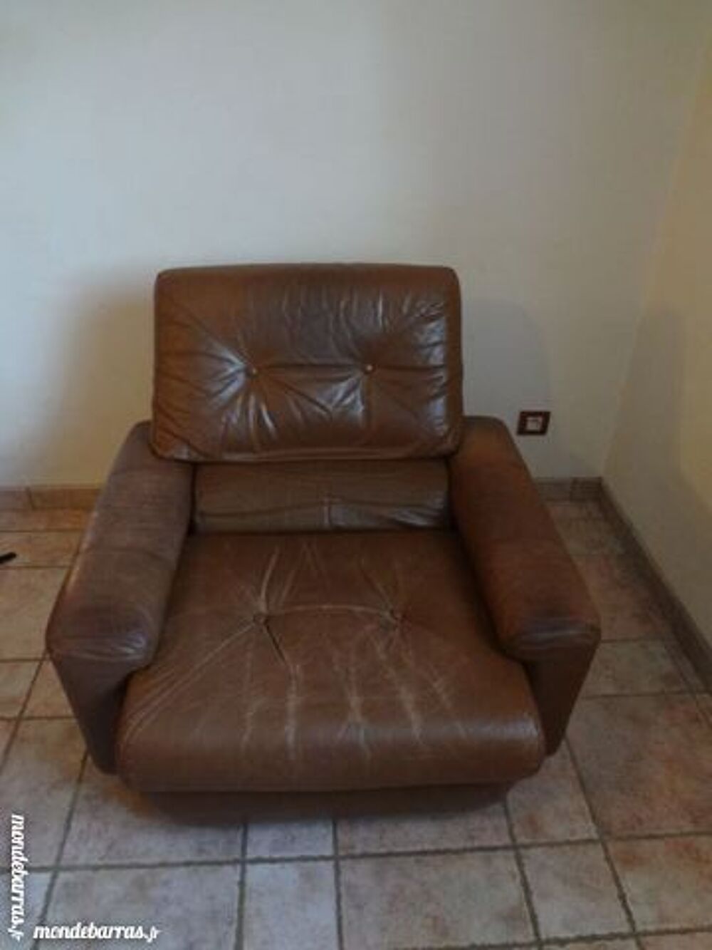 Fauteuil cuir marron 1 place Meubles
