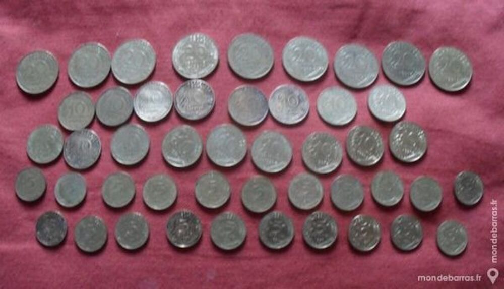 Lot de 47 pi&egrave;ces 5cts, 10cts, 20cts type Marianne 