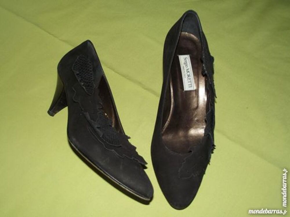 Vintage ESCARPIN cuir retourn&eacute; 90' Chaussures