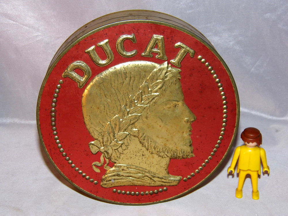 Boite PUBLICITAIRE vintage m&eacute;tal DUCAT LA PIE QUI CHANTE 