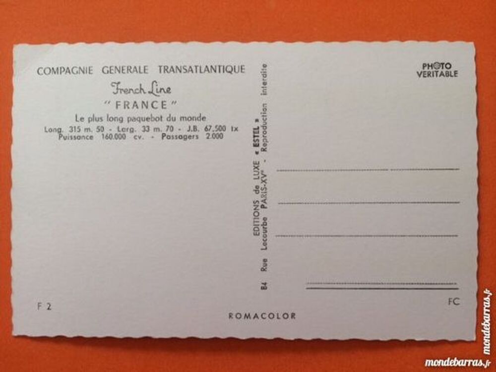 Carte postale du paquebot France 
