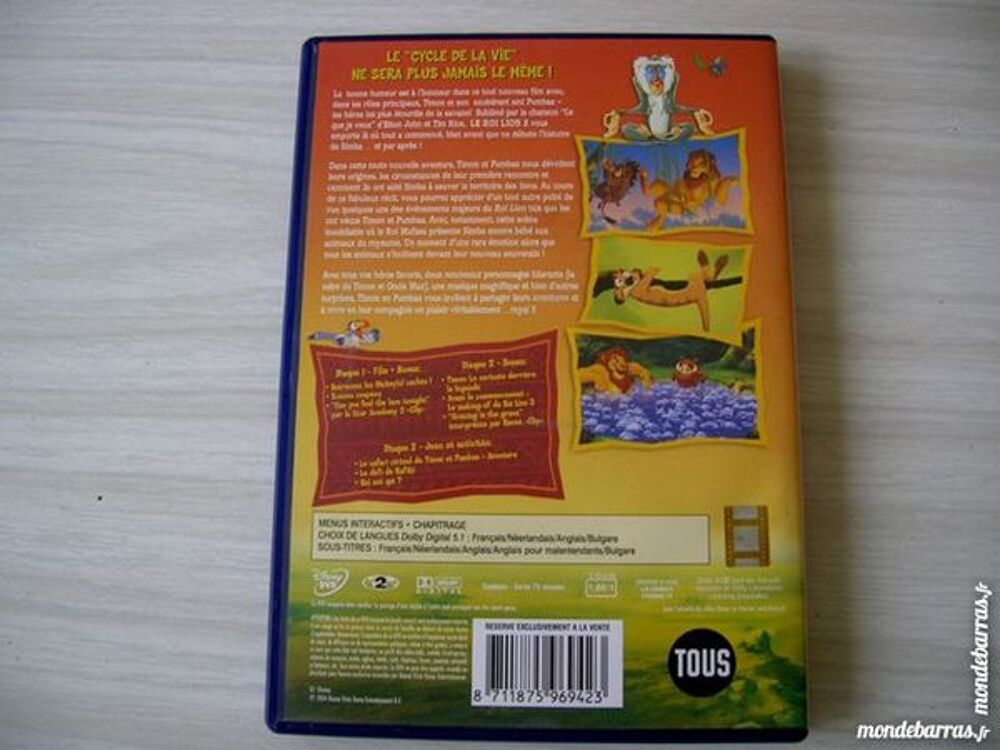 DVD DOUBLE LE ROI LION N&deg; 3 ORIGINAL DISNEY DVD et blu-ray
