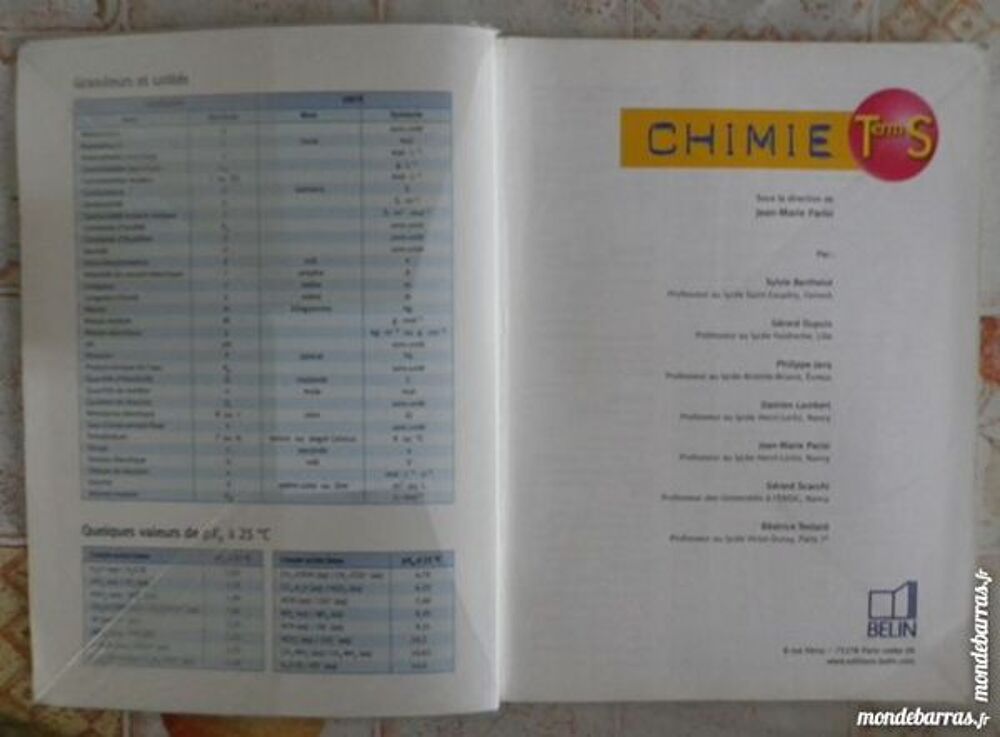 CHIMIE 1&egrave;re S NATHAN Livres et BD