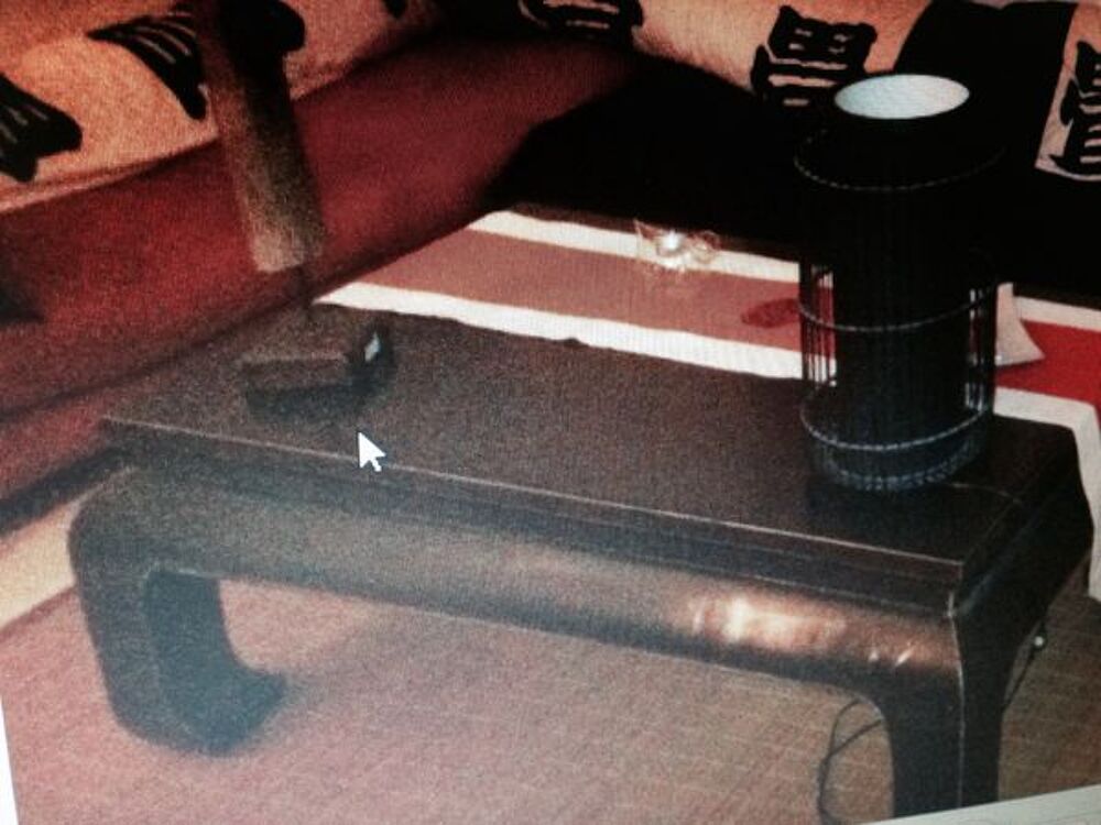 Table basse noire laqu&eacute;e Meubles