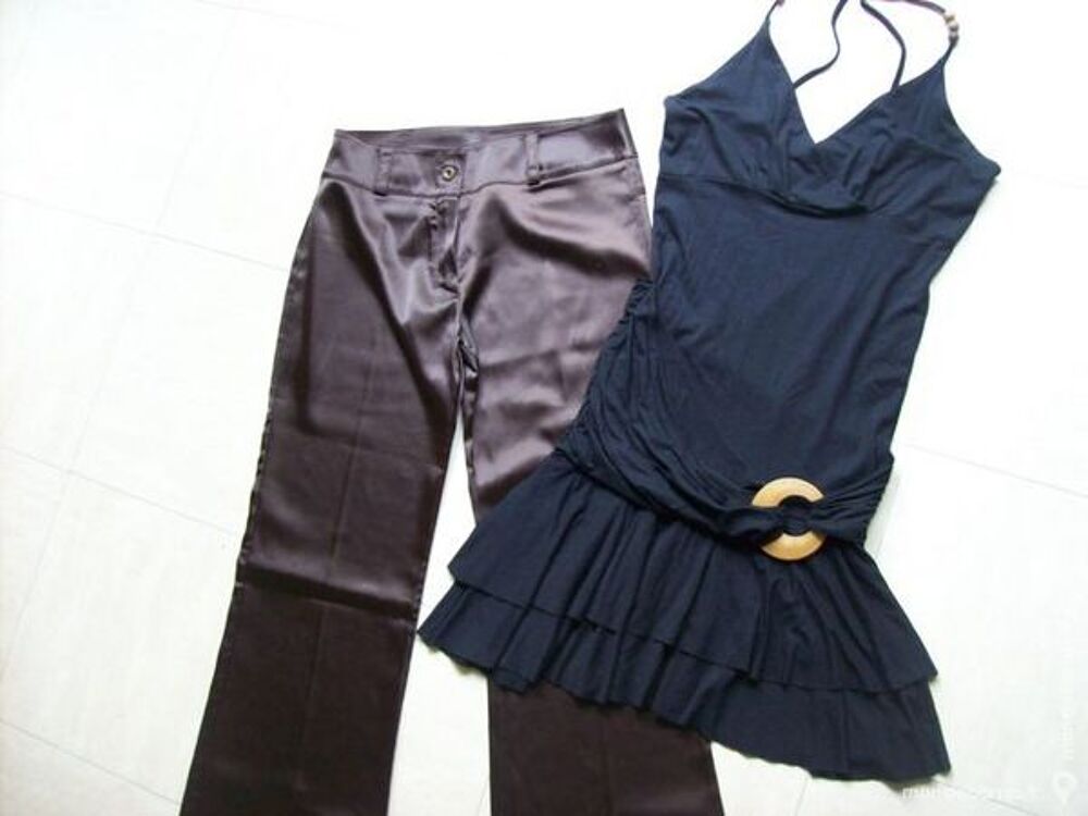 PANTALON satin&eacute; + TUNIQUE/robe - 38 - zoe Vêtements