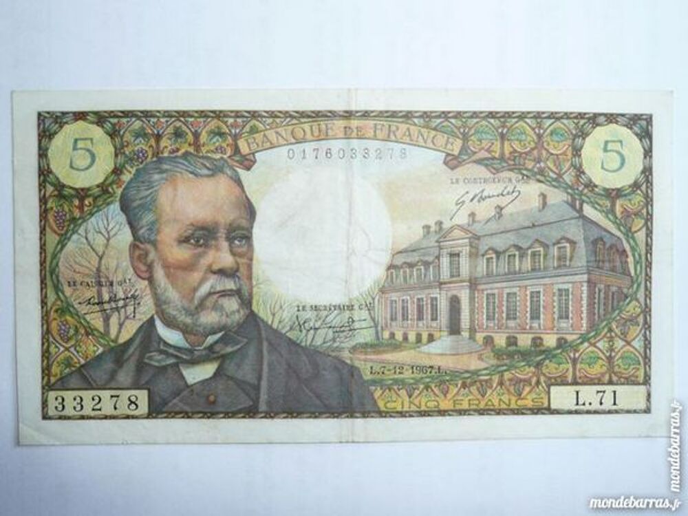 Jolie billet de 5 francs Pasteur L.7-12-1967 L 