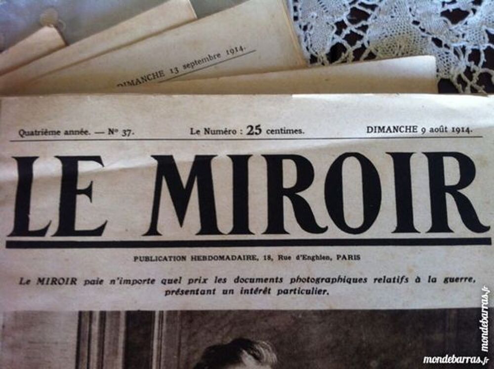 POUR COLLECTIONNEURS : JOURNAUX ANCIENS LE MIROIR 