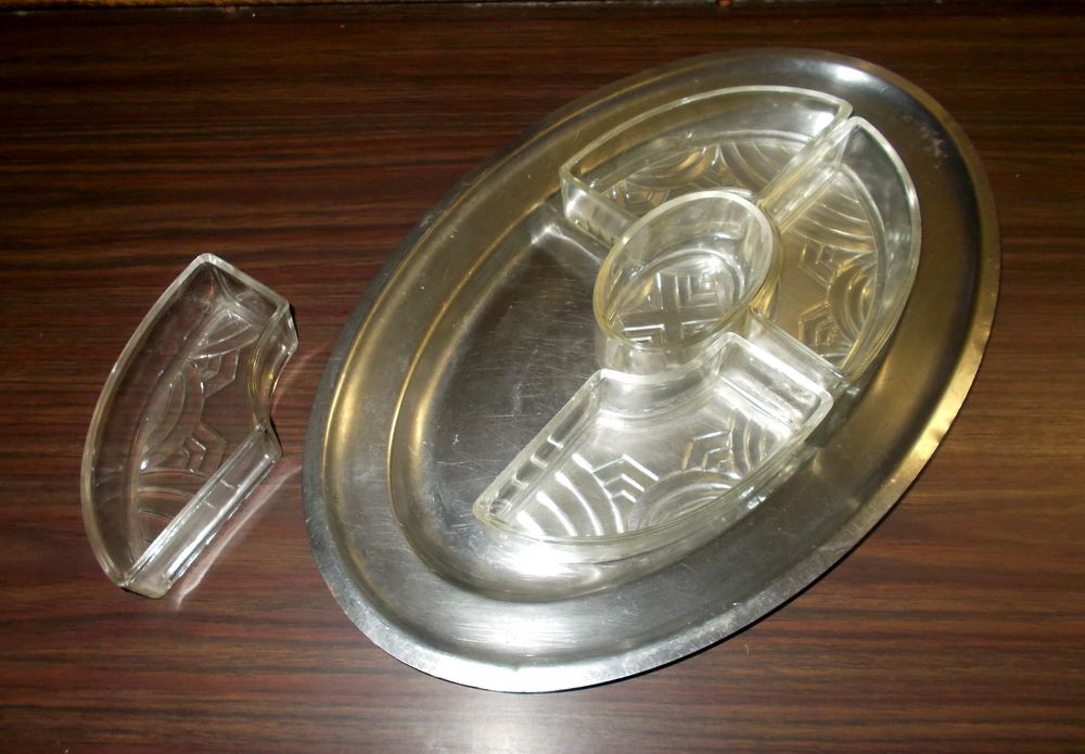 Serviteur r&eacute;cipient ap&eacute;ritif en verre (5 &eacute;l&eacute;ments) et inox Cuisine