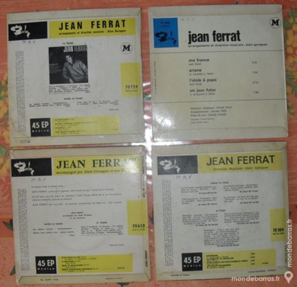 Lot de 4 Vinyls 45 tours Jean Ferrat CD et vinyles