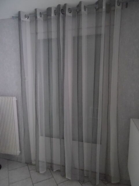 voilages 140 x 230 cm, motifs bandes tons gris et blanc 15 Abbeville (80)