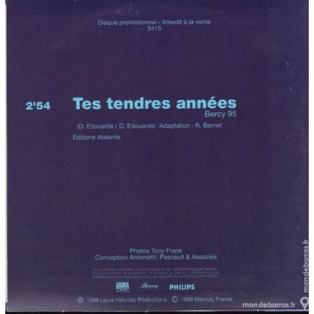 Johnny Hallyday &laquo; Tes tendres ann&eacute;es &raquo; Promo CD et vinyles