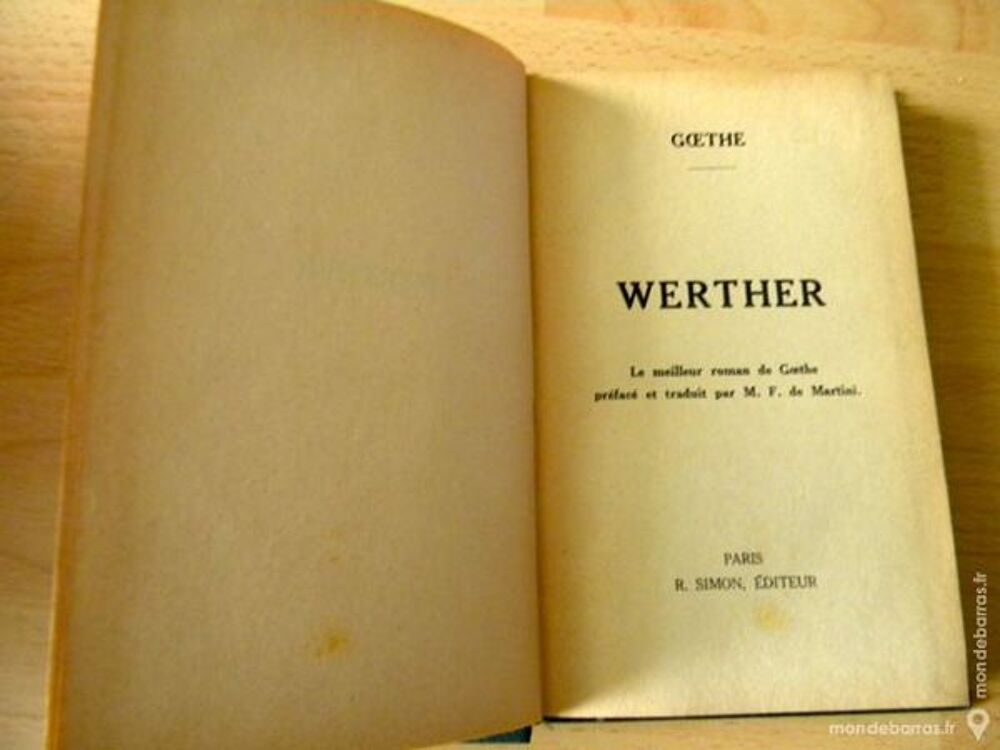 Werther de J. Wolfgang Von Goethe - 1939 Livres et BD
