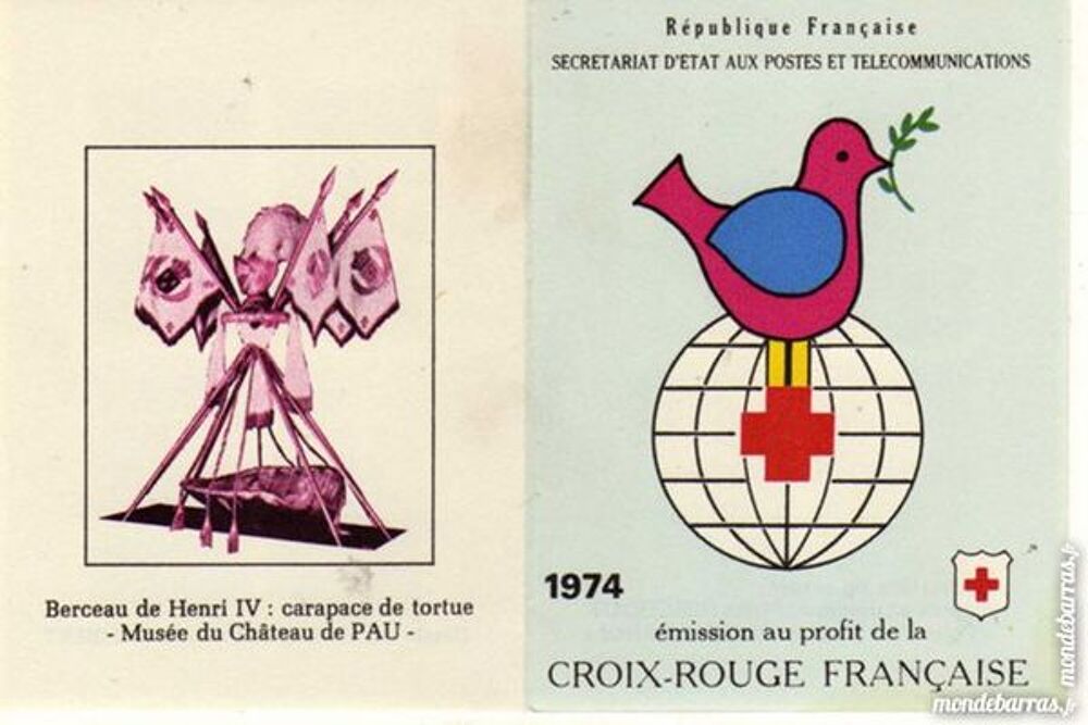 Carnet Croix Rouge 1974 premier jour d'&eacute;mission 