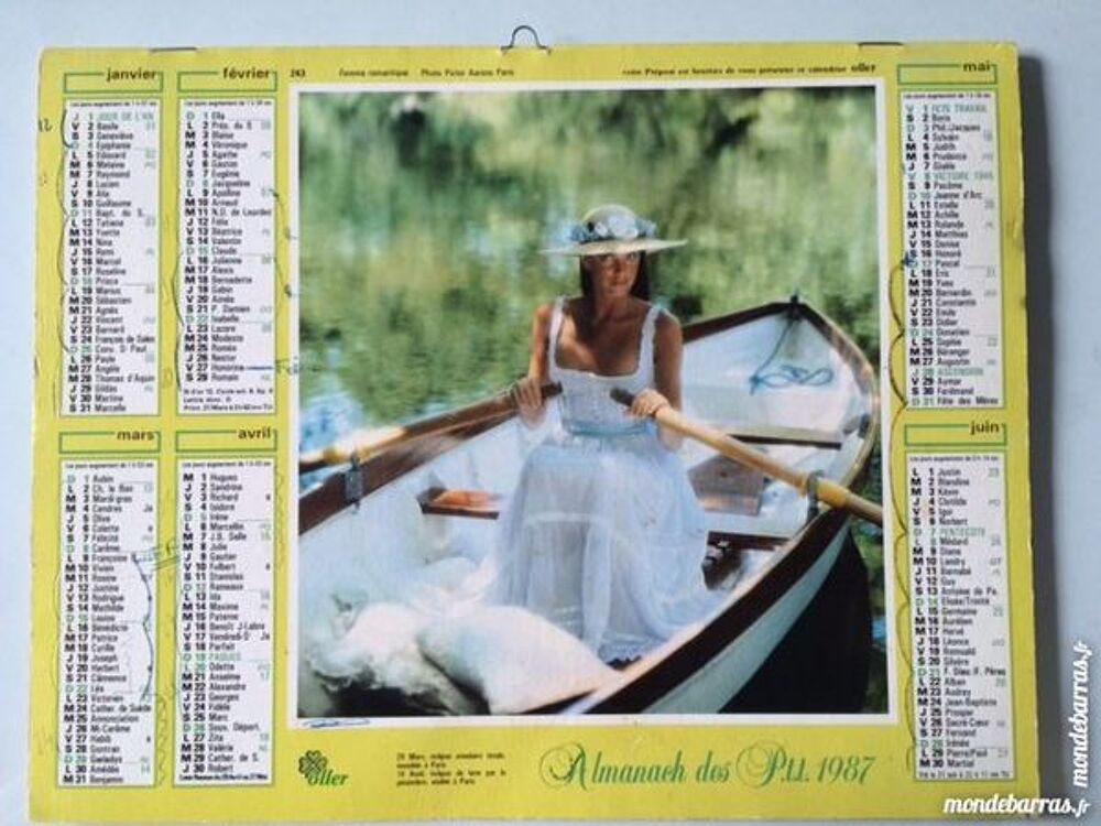 Calendrier almanach 1987 