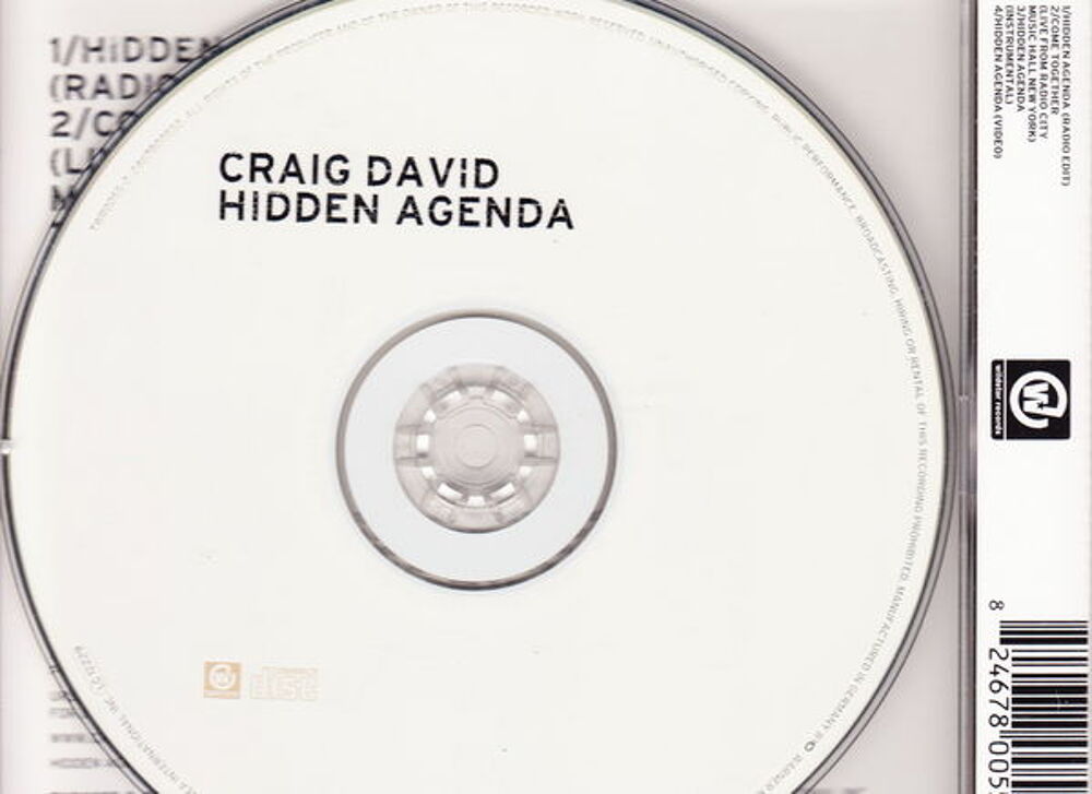 Maxi CD Craig David - Hidden agenda
CD et vinyles