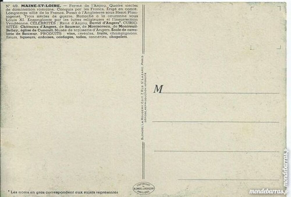 carte 1 cpsm d&eacute;partement 49 