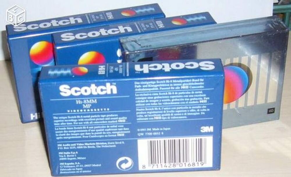 4 cassettes 8mm Hi8 scotch neuves P5-90 Photos/Video/TV