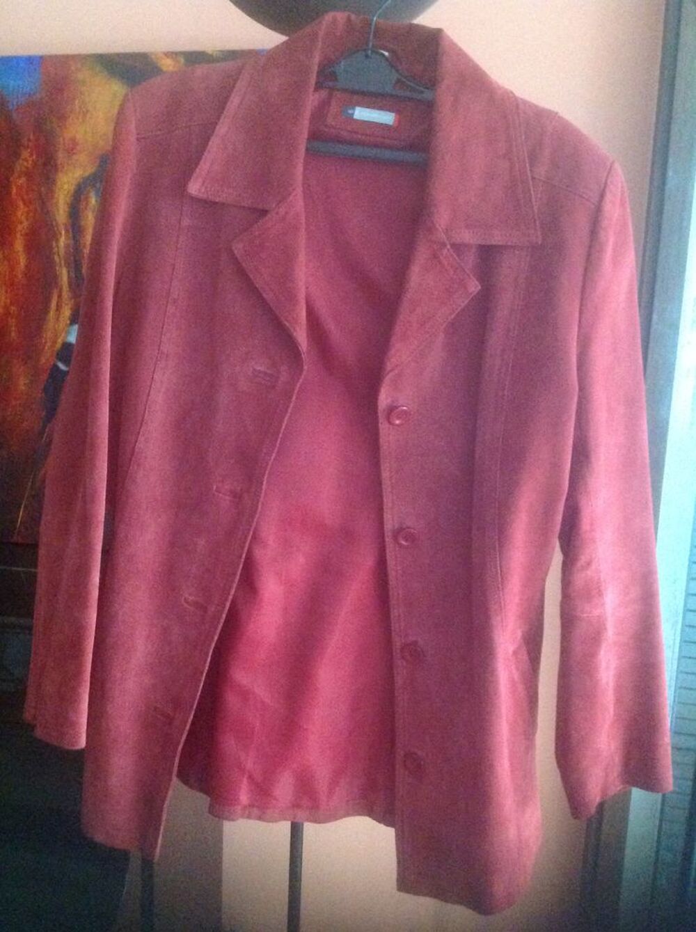 Veste longue cro&ucirc;te de porc rouge Vêtements