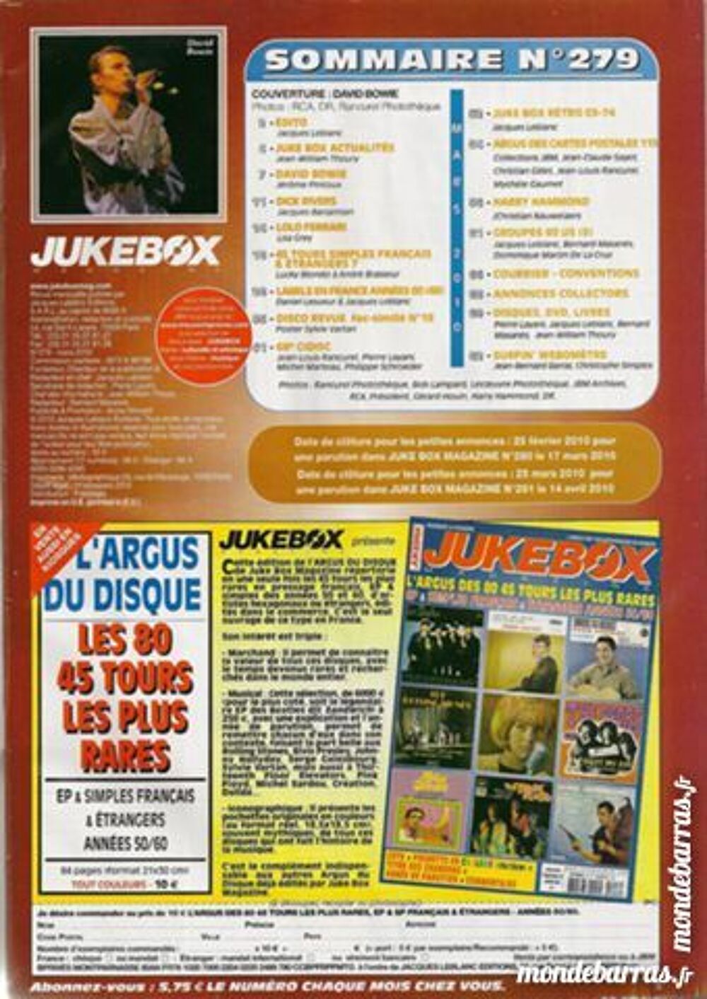 jukebox n&deg; 279 Livres et BD