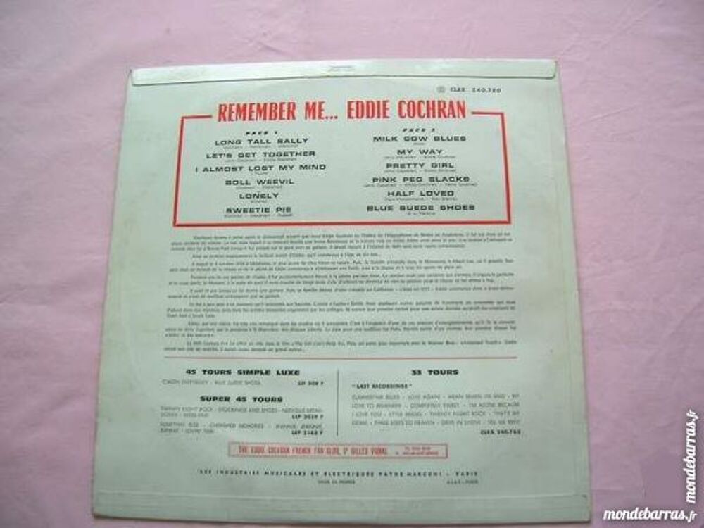 33 TOURS EDDIE COCHRAN Remember me? BIEM ORIGIN CD et vinyles