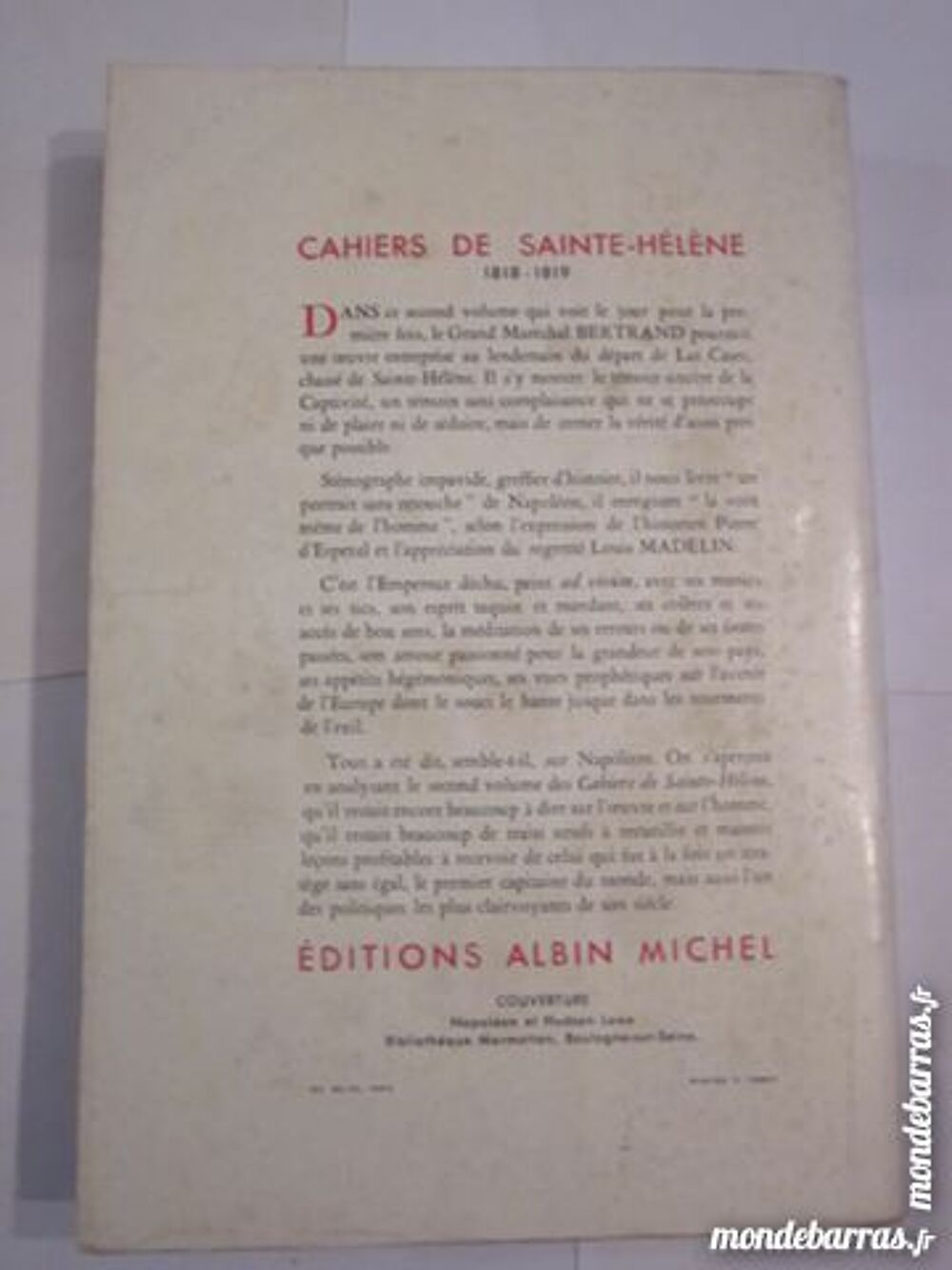 CAHIERS DE SAINTE HELENE 1818 - 1819 Livres et BD