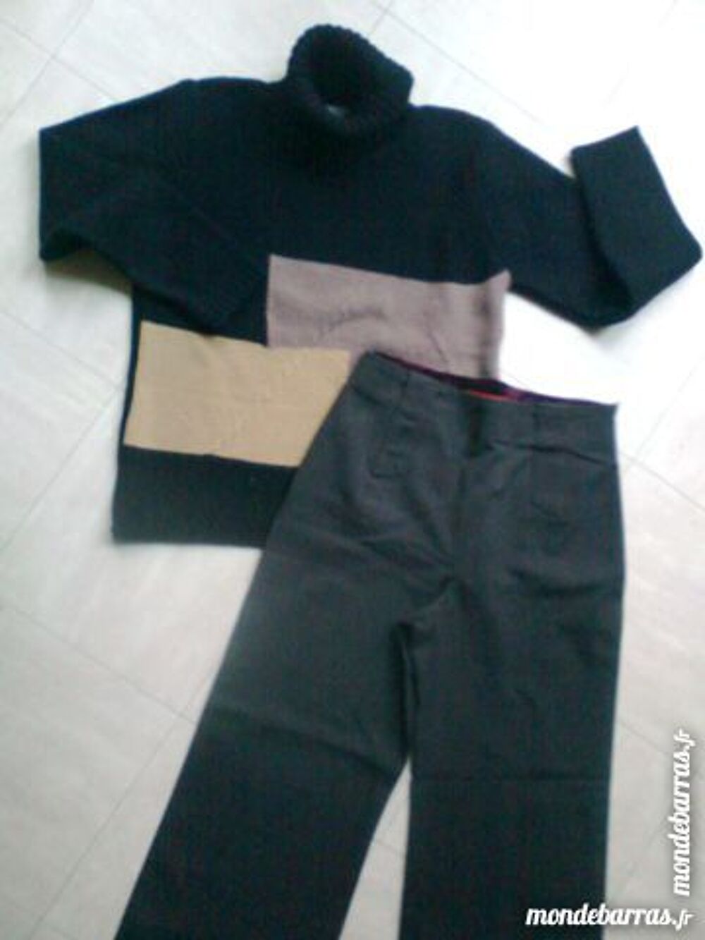 pantalon marron col roul&eacute; 3 couleurs -38- zoe Vêtements
