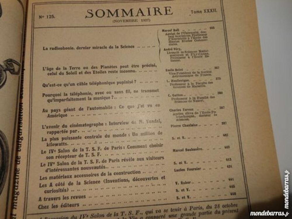 science et vie N&deg;125 de novembre 1927 Livres et BD