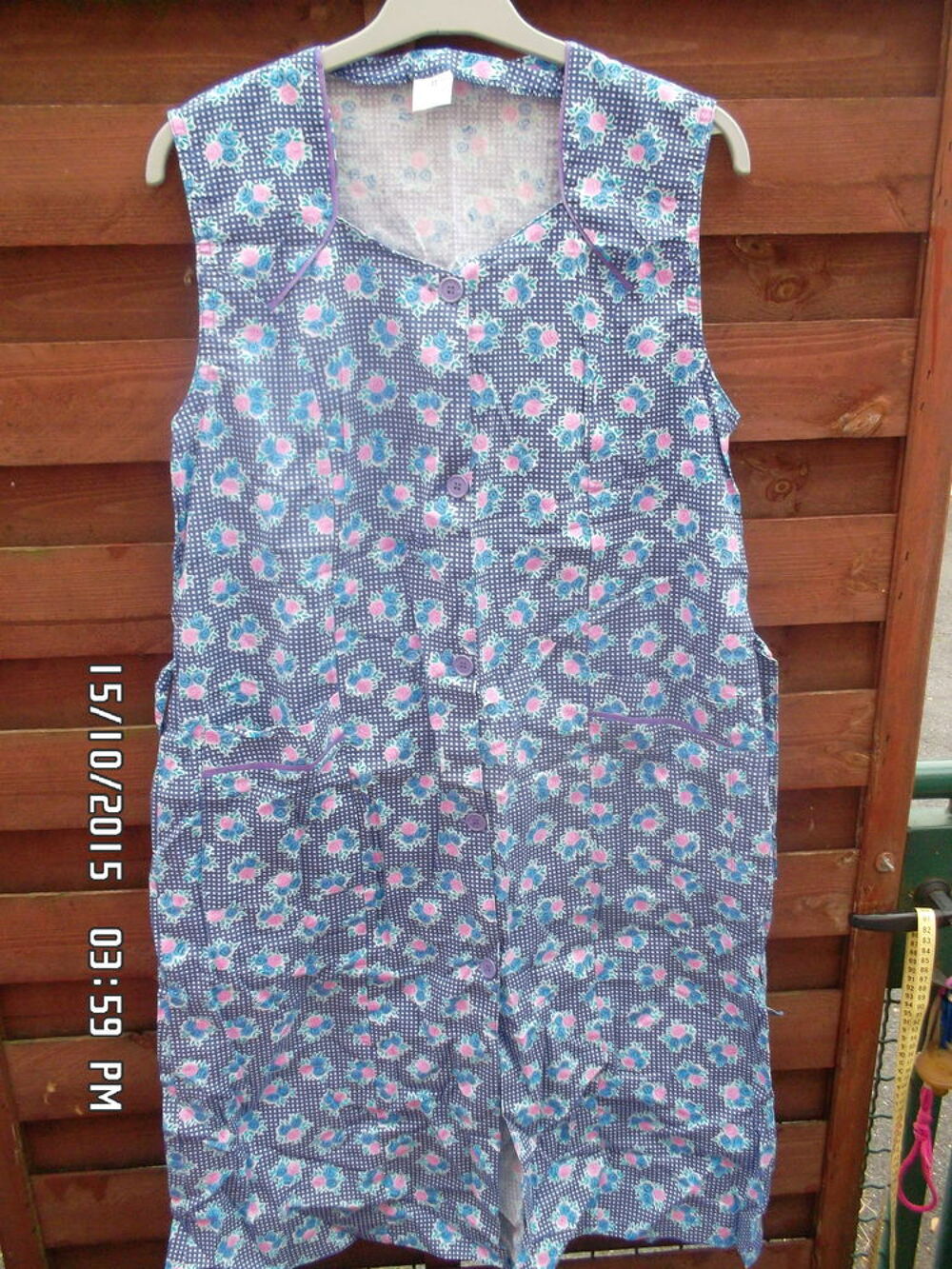 BLOUSE DE MENAGE BLEU A FLEURS*JUSTE 3E*KIKI60230 Vêtements