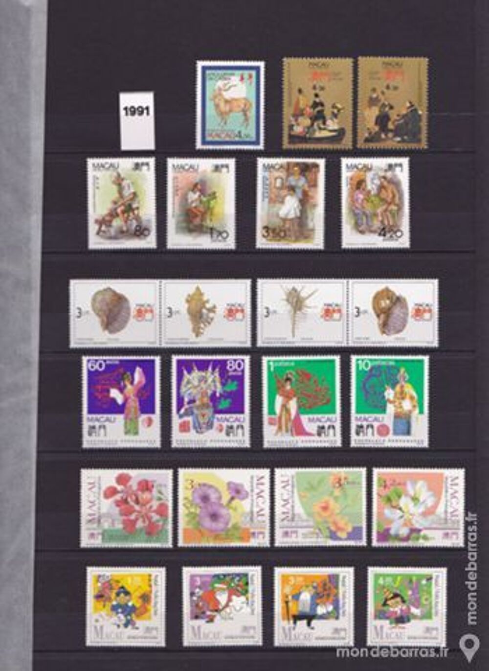 Timbres macao neufs ann&eacute;e compl&egrave;te 1991 