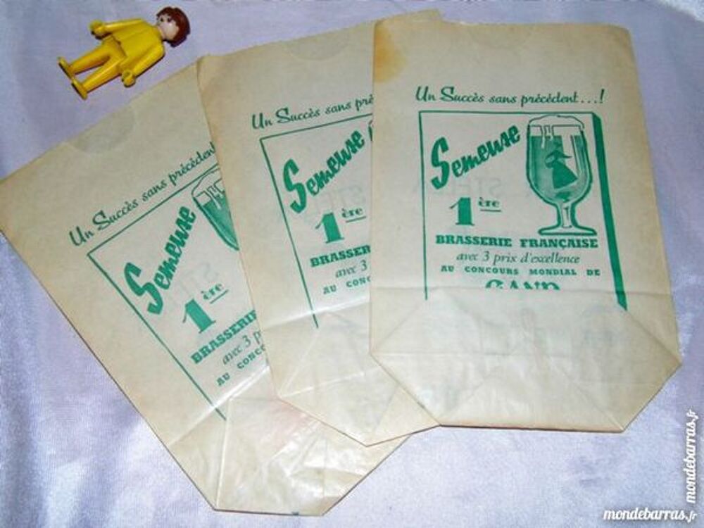 3 Sachets publicitaire BRASSERIE SEMEUSE HELLEMMES Décoration