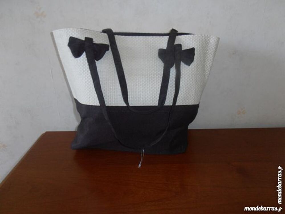 Sac paille et tissu Maroquinerie