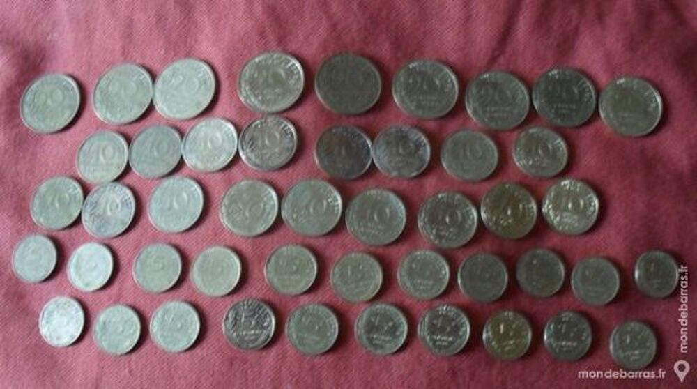 Lot de 47 pi&egrave;ces 5cts, 10cts, 20cts type Marianne 