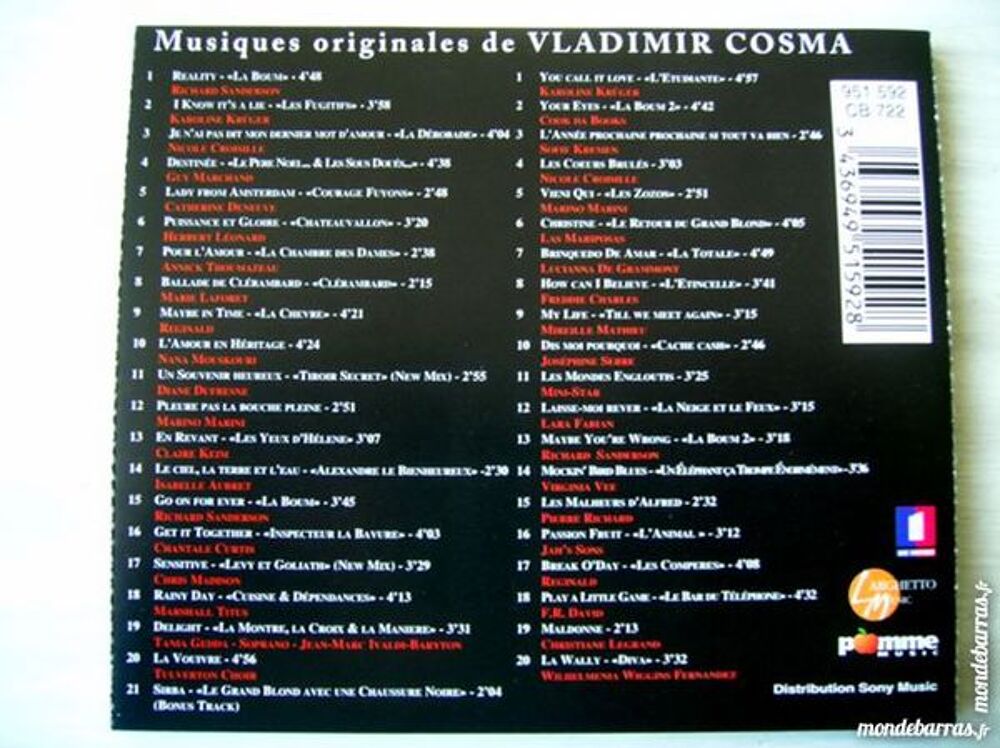DOUBLE CD VLADIMIR COSMA Les plus belles chansons cin&eacute;m CD et vinyles
