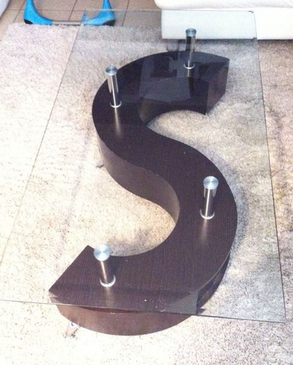 Table basse verre + bois Meubles