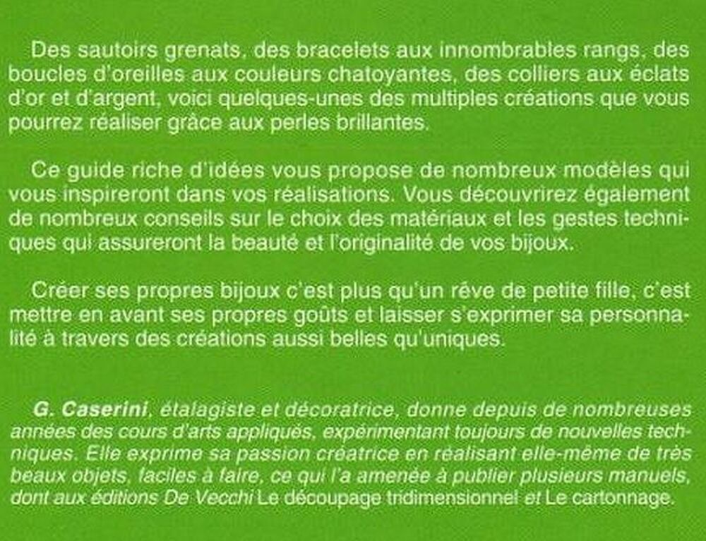 LES BIJOUX EN PERLES / prixportcompris Livres et BD