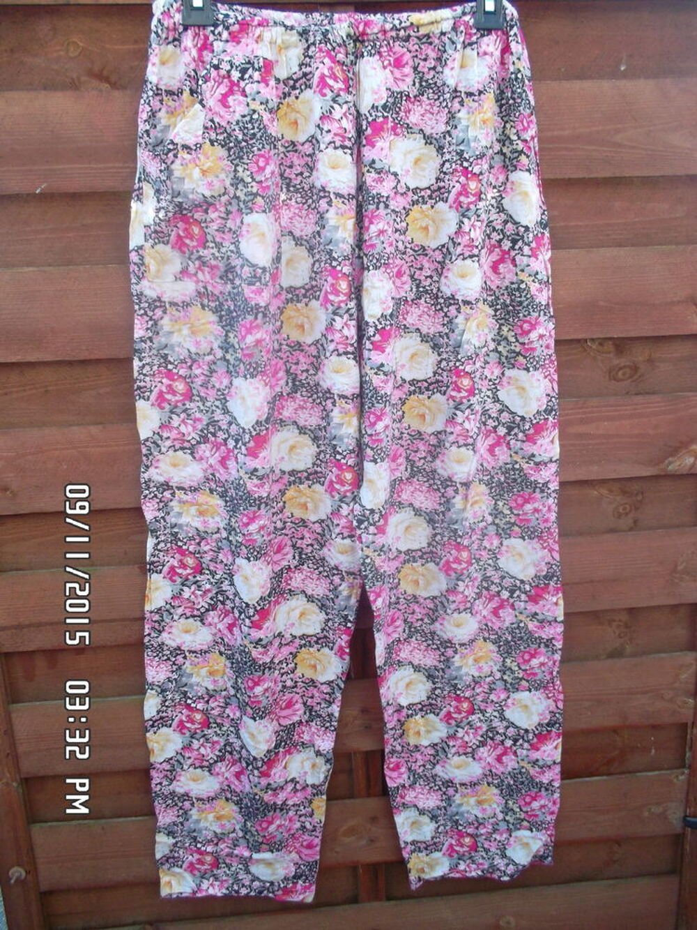 PANTALON DETENTE ROSE A FLEURS T.34-44*3E*KIKI60230 Vêtements