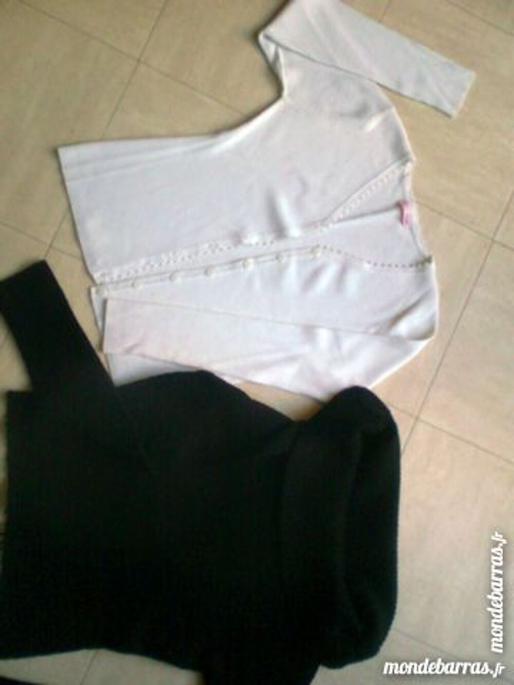 joli gilet fin blanc, col roul&eacute; noir 36 - zoe Vêtements