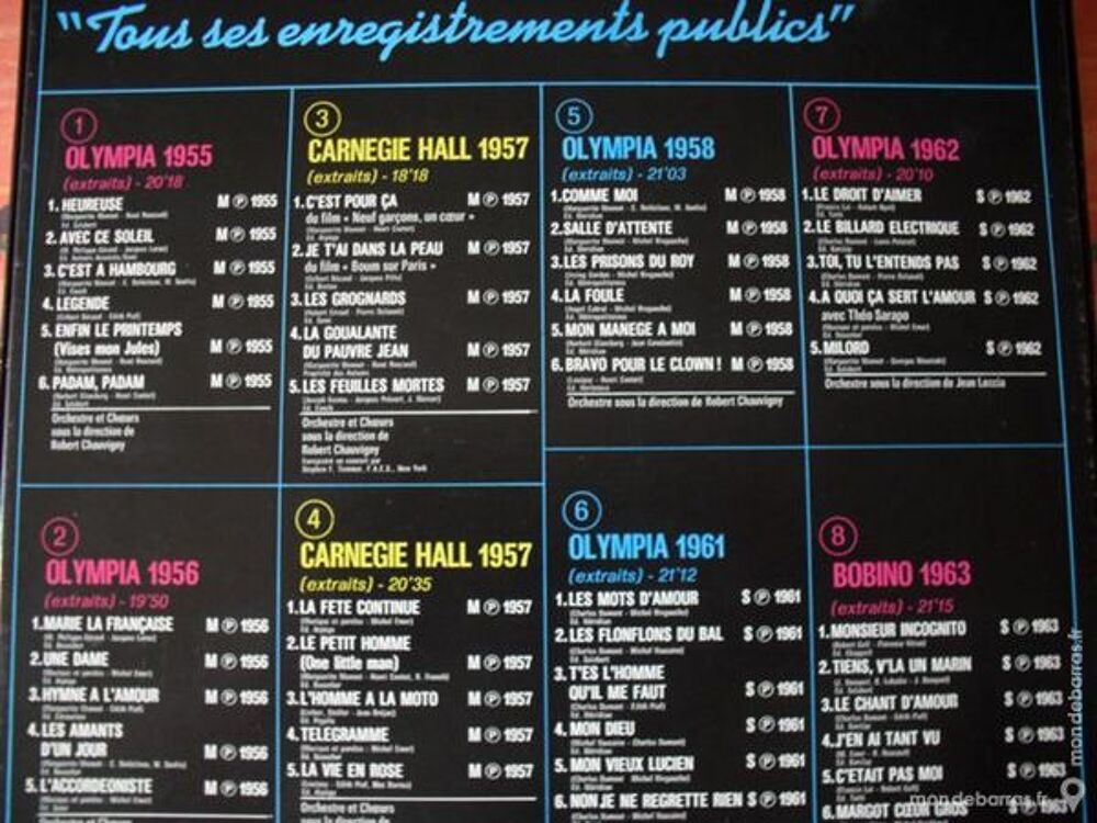 Edith PIAF ses enregistrements publics 1955-1963 CD et vinyles