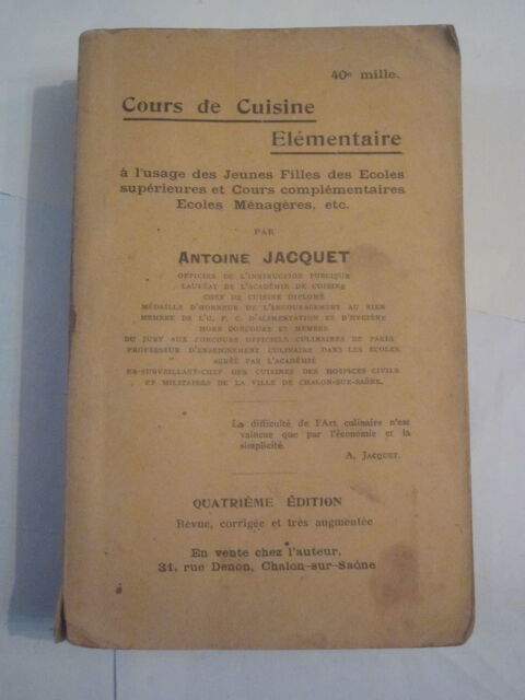 COURS DE CUISINE ELEMENTAIRE 1928 25 Brest (29)